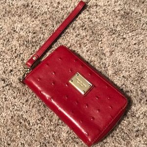 Michael Kors red ostrich wristlet